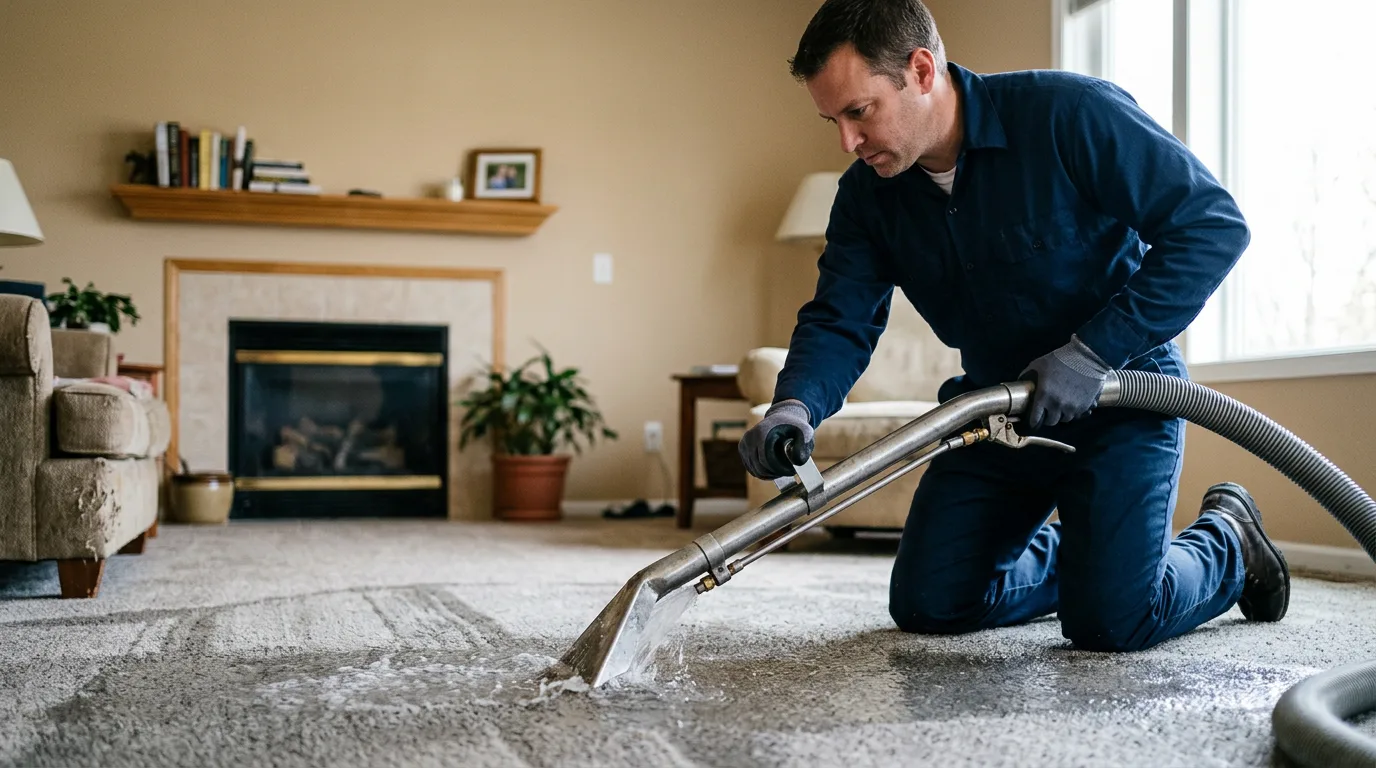 Water damage restoration technician working near Burbank, IL